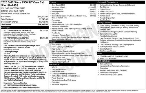 Onyx Black 2026 GMC Sierra 1500 SLT