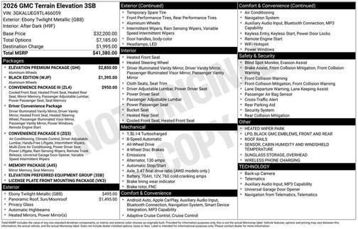 Ebony Twilight Metallic 2026 GMC Terrain AWD Elevation
