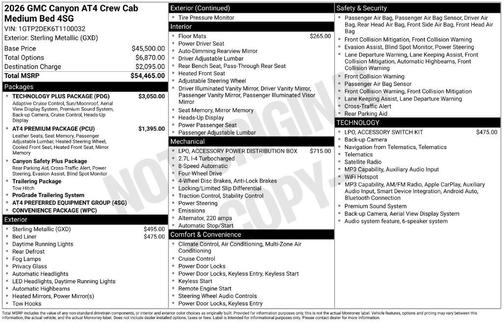 Sterling Metallic 2026 GMC Canyon AT4X