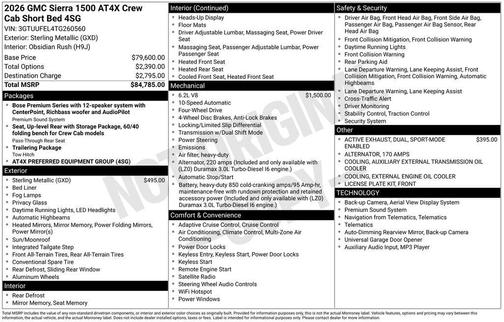 Sterling Metallic 2026 GMC Sierra 1500 AT4X
