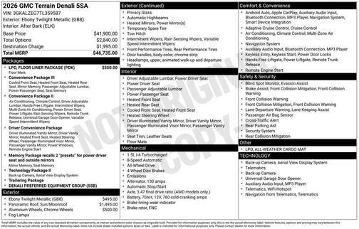 2026 GMC Terrain Denali