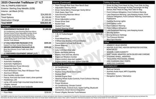 Sterling Gray Metallic 2025 Chevrolet Trailblazer LT