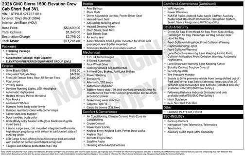 Onyx Black 2026 GMC Sierra 1500 Elevation