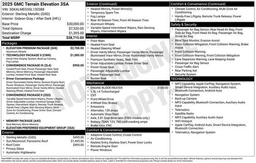 Sterling Metallic 2025 GMC Terrain FWD Elevation