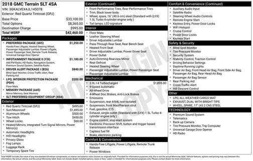 Red Quartz Tintcoat 2018 GMC Terrain SLT