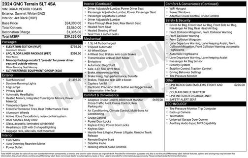 Summit White 2024 GMC Terrain SLT