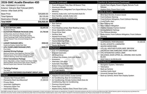 Volcanic Red Tintcoat 2026 GMC Acadia Elevation AWD