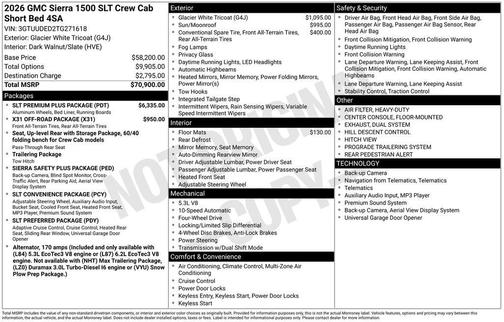 Glacier White Tricoat 2026 GMC Sierra 1500 SLT