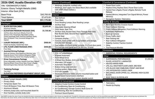 2026 GMC Acadia FWD Elevation