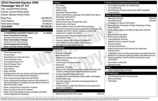 Summit White 2024 Chevrolet Express 3500 RWD 3500 Extended Wheelbase LT