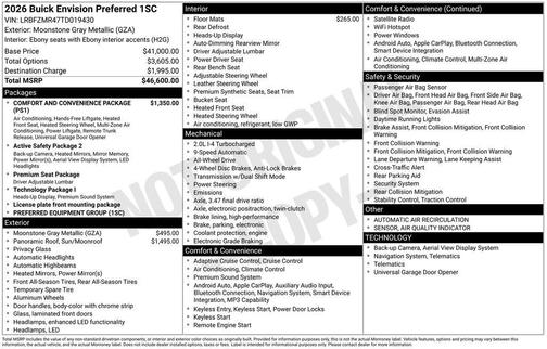 Moonstone Gray Metallic 2026 Buick Envision Preferred AWD