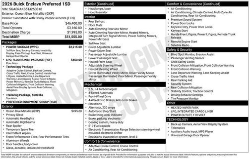 ocean blue metallic 2026 Buick Enclave Preferred