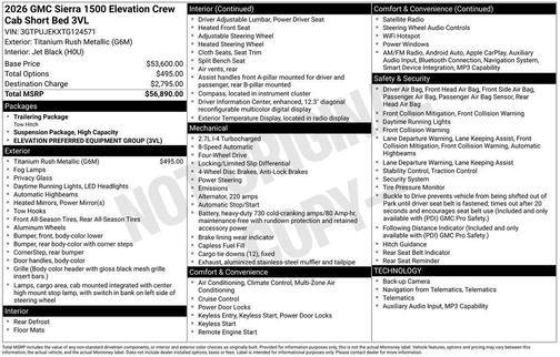 2026 GMC Sierra 1500 Elevation