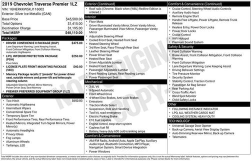 Silver Ice Metallic 2019 Chevrolet Traverse Premier