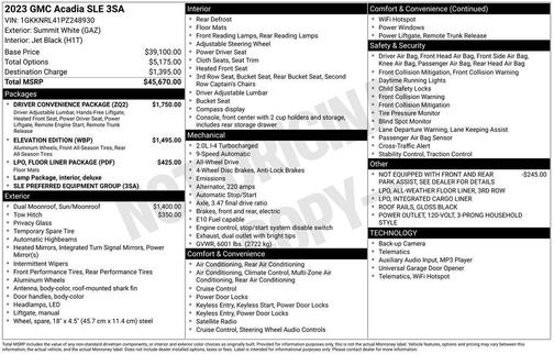 2023 GMC Acadia AWD SLE