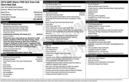 White Frost Tricoat 2016 GMC Sierra 1500 SLE