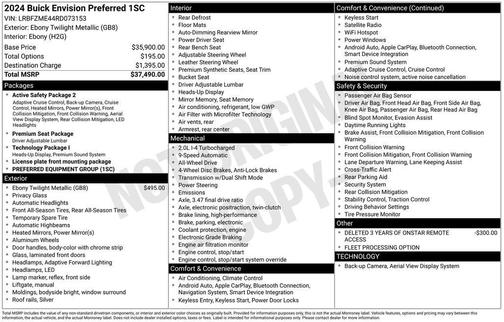 Ebony Twilight Metallic 2024 Buick Envision Preferred AWD