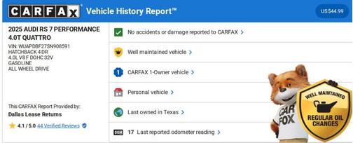 2025 Audi RS 7 4.0T quattro Performance
