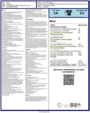 Black 2019 Cadillac Escalade ESV Premium Luxury