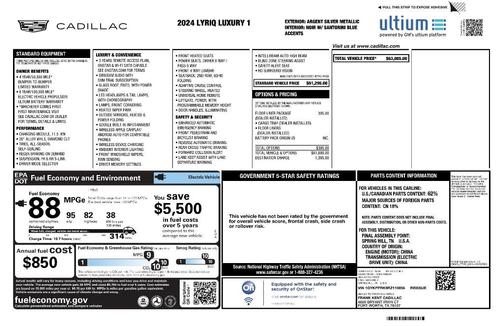 Silver 2024 Cadillac LYRIQ Luxury