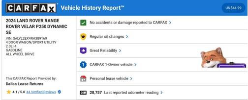 2024 Land Rover Range Rover Velar P250 Dynamic SE
