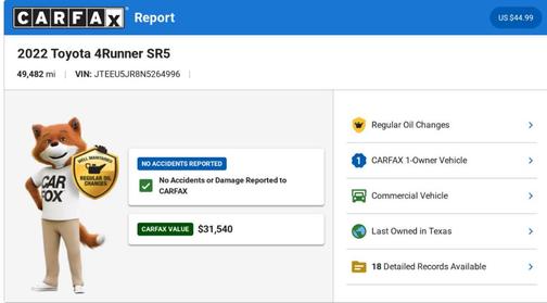 Red 2022 Toyota 4Runner SR5