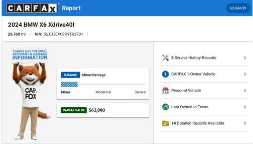 Black 2024 BMW X6 xDrive40i