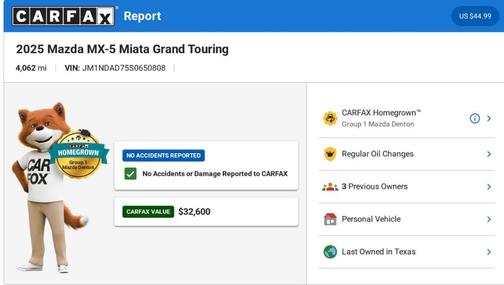 Maroon 2025 Mazda MX-5 Miata Grand Touring