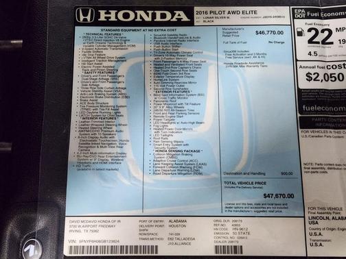 2016 Honda Pilot Elite