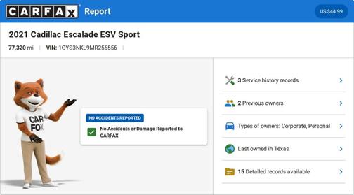 White 2021 Cadillac Escalade ESV Sport