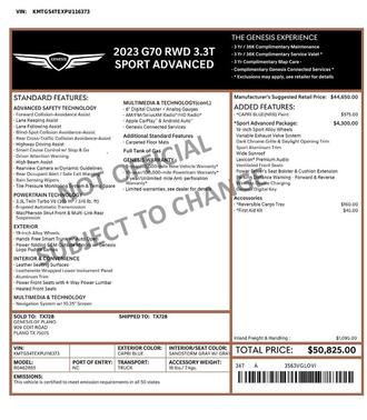 2023 Genesis G70 3.3T