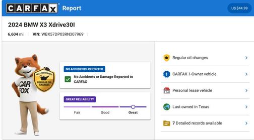 White 2024 BMW X3 xDrive30i