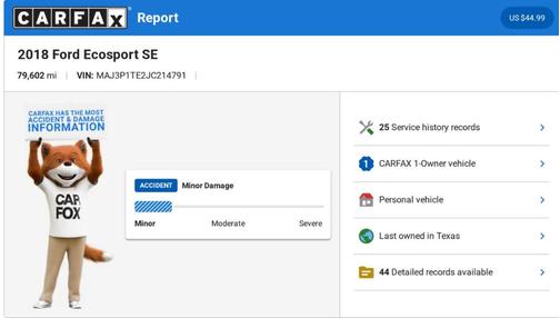 Gray 2018 Ford EcoSport SE