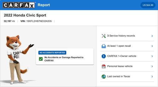 2022 Honda Civic Sport