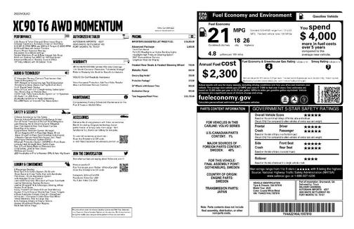 2020 Volvo XC90 T6 Momentum 6 Passenger