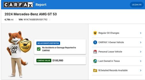 White 2024 Mercedes-Benz AMG GT 53 Base