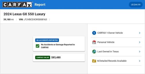 Gray 2024 Lexus GX 550 Luxury
