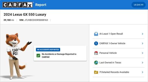 Gray 2024 Lexus GX 550 Luxury