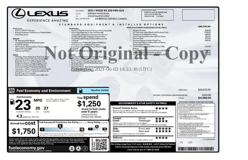 2021 Lexus RX 350 Base