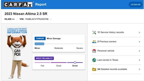 White 2023 Nissan Altima 2.5 SR