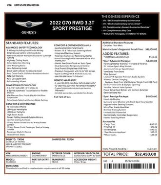 2022 Genesis G70 3.3T