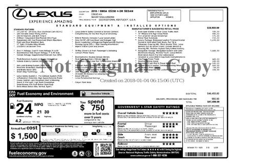 2018 Lexus ES 350 Base