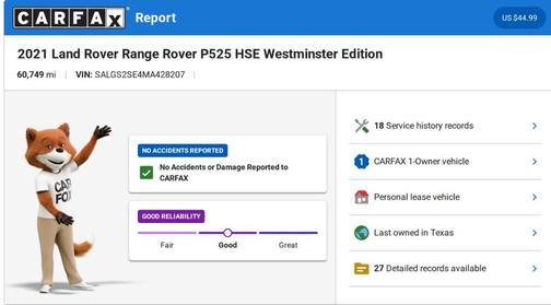 2021 Land Rover Range Rover P525 HSE Westminster