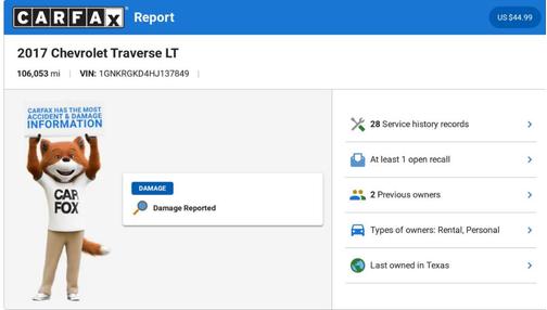 White 2017 Chevrolet Traverse 1LT