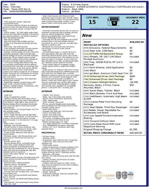 Black 2019 Chevrolet Tahoe LS