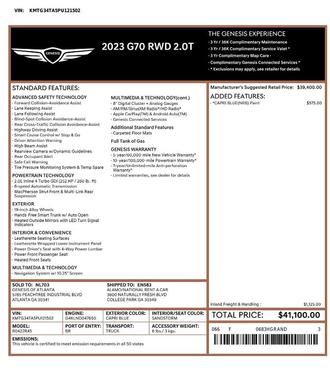 Blue 2023 Genesis G70 2.0T