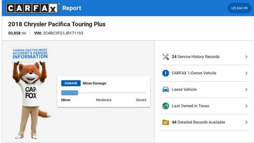 White 2018 Chrysler Pacifica Touring Plus
