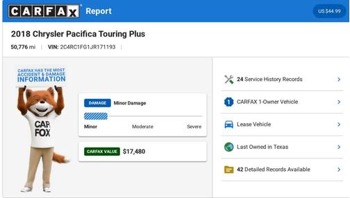 White 2018 Chrysler Pacifica Touring Plus