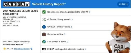 2024 Mercedes-Benz S-Class S 580 4MATIC