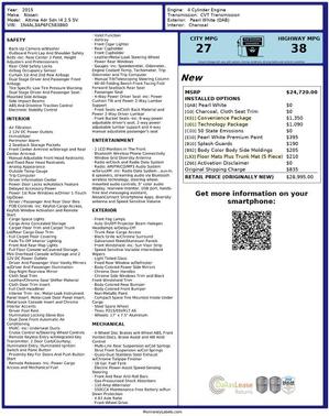 Pearl White 2015 Nissan Altima 2.5 SV